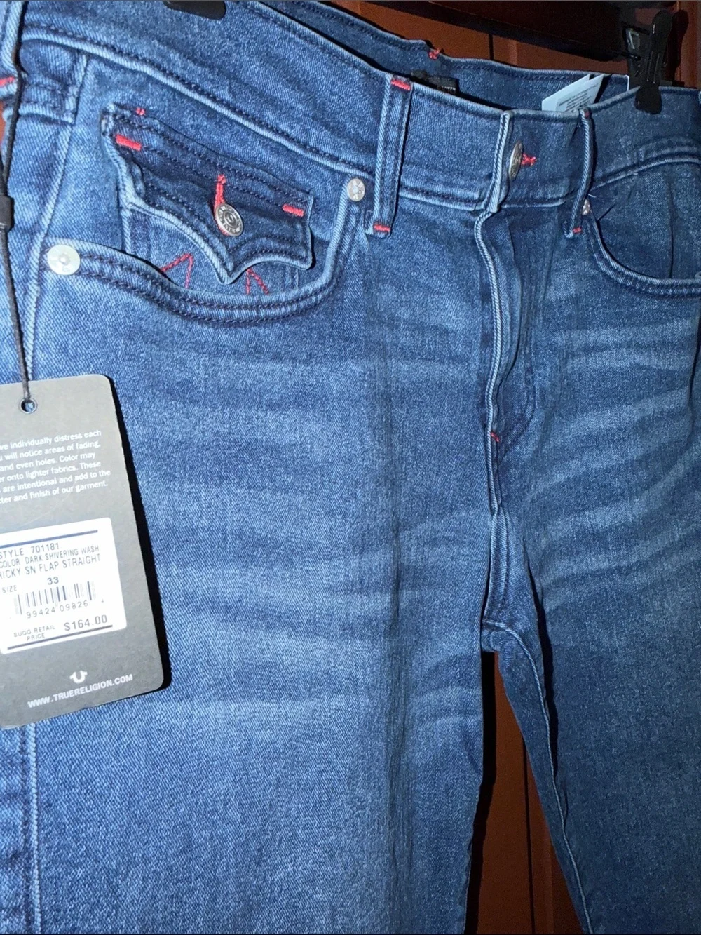 True Religion Men's Dark Blue Slim Straight Jeans